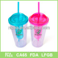 Double wall plastic infusion mug with straw